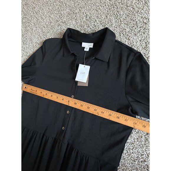 J. Jill Women's Sz XS 3/4 Sleeve Black Button-Front Dress Cotton Blend - Picture 8 of 11